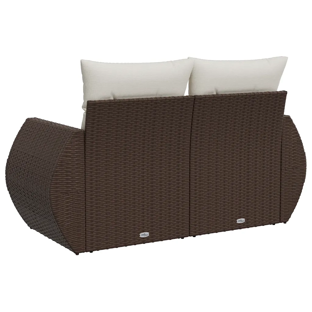 Divano da Giardino a 2 Posti con Cuscini in Polyrattan Marrone 366211