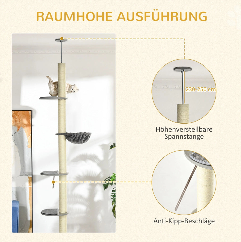 Tiragraffi da soffitto regolabile grigio 230-250 cm