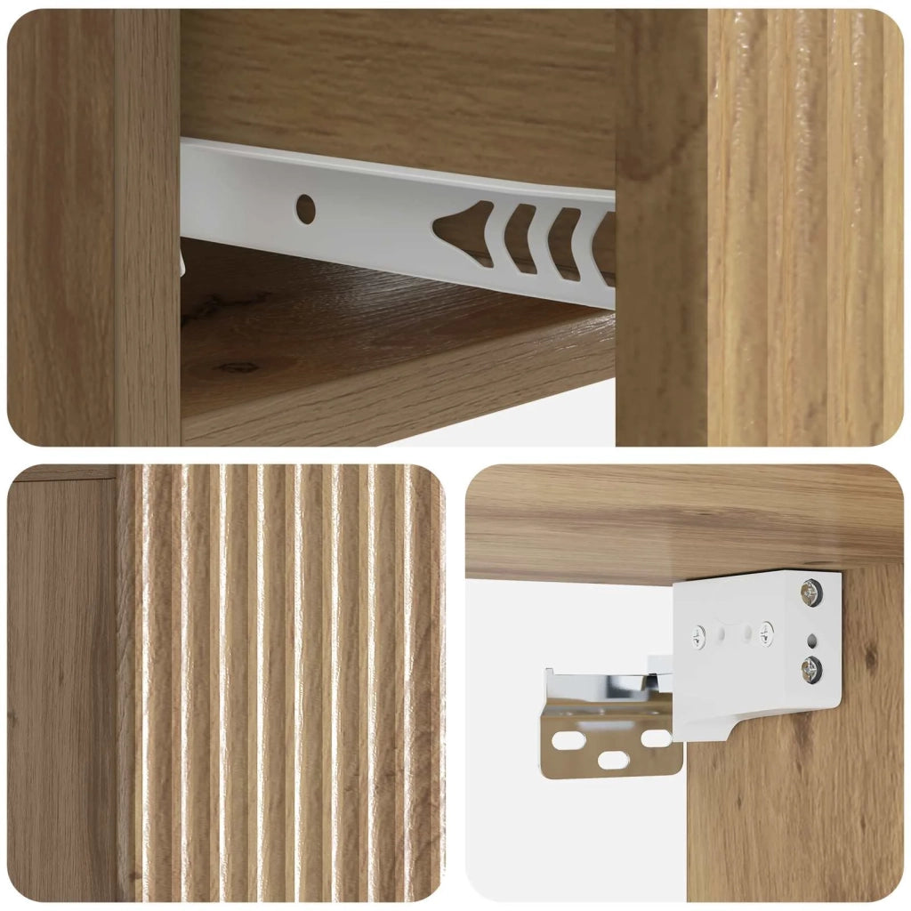 Set di 2 Comodini | Armadio da Notte | Mobiletto da notte a muro con cassetto Rovere Artigianale