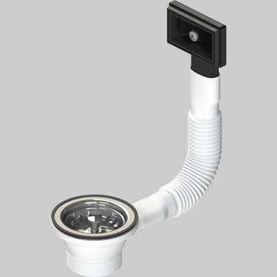 PILETTA PER LAVELLI INOX E SINTETICI CON TROPPO PIENO RETTANGOLARE E TAPPO CESTELLO  Ø 70 11/2     L.B PLAST