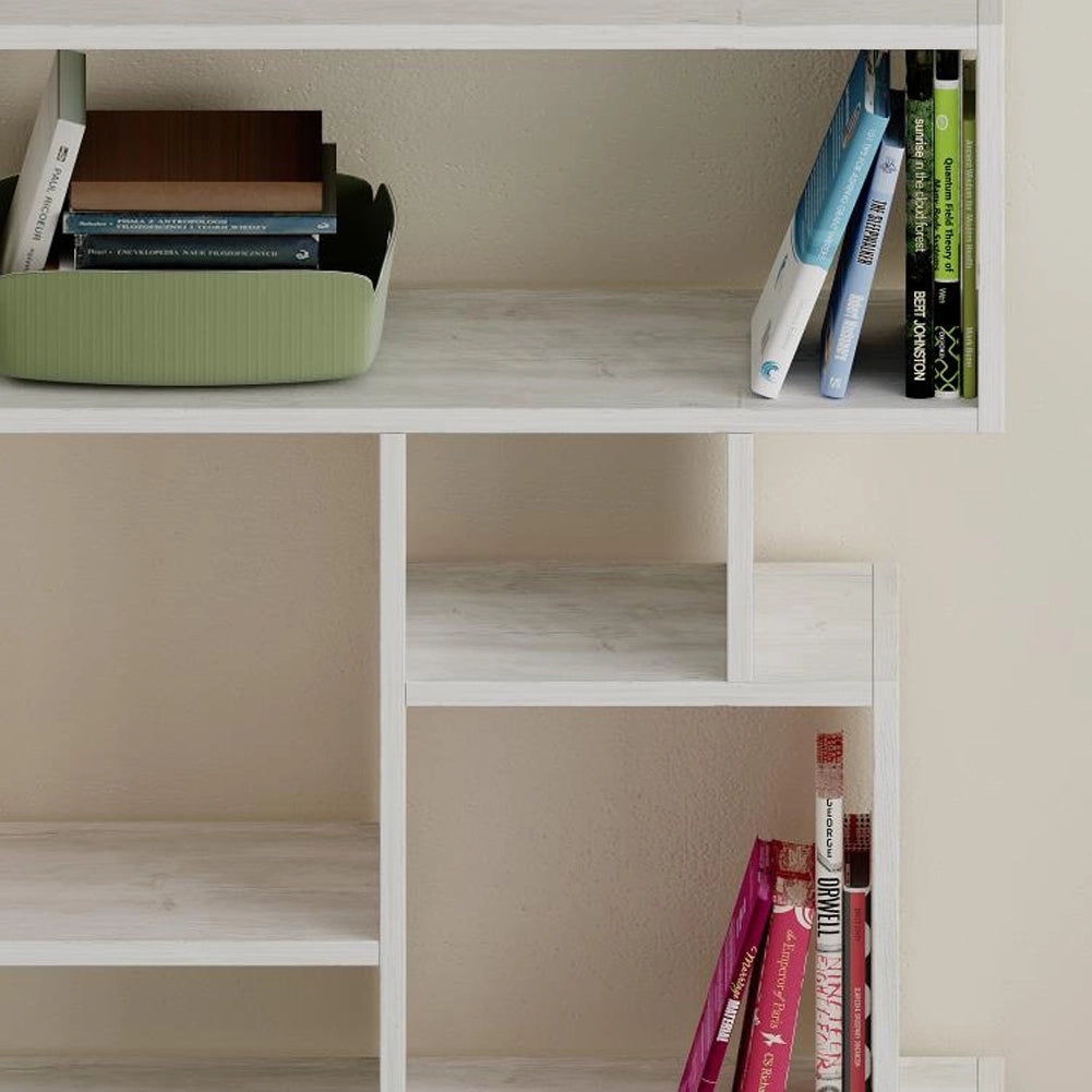 Libreria Moderna Scaffale 8 Ripiani 168x96x25cm Casa Ufficio Bianco Frassinato