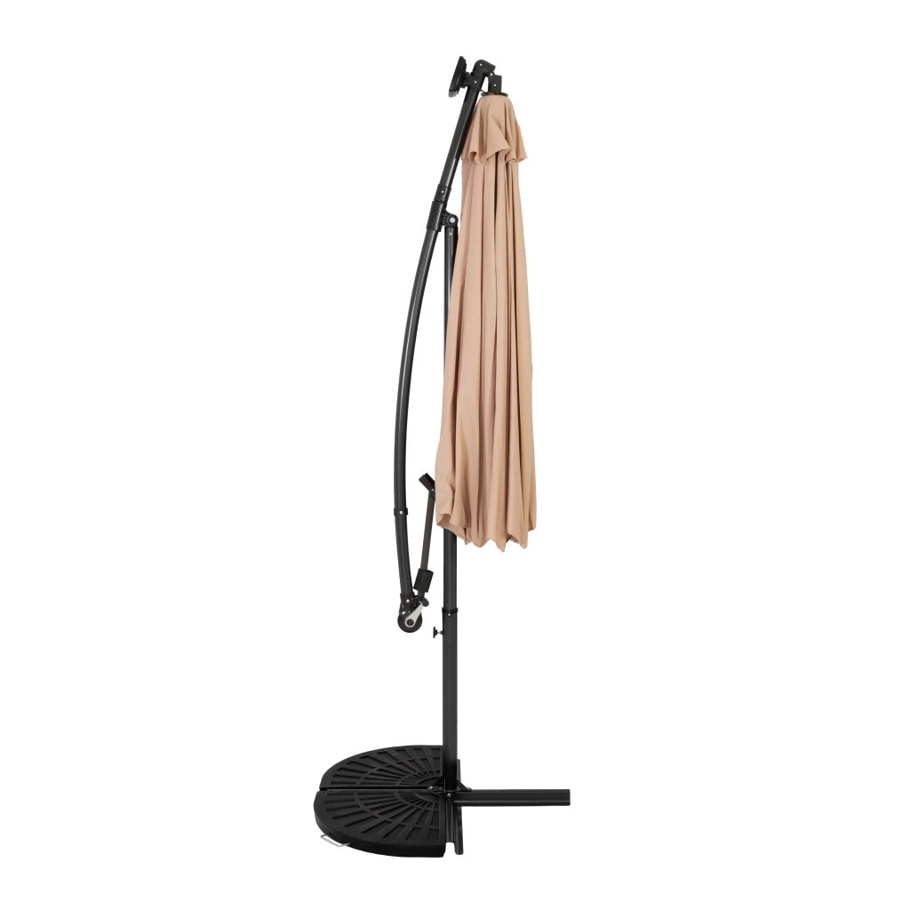Ombrellone LED Decentrato 3m Beige Banana con Base 2 Pesi 28kg