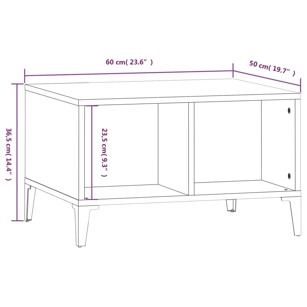 Tavolino da Salotto Nero 60x50x36,5 cm in Legno Multistrato 821037