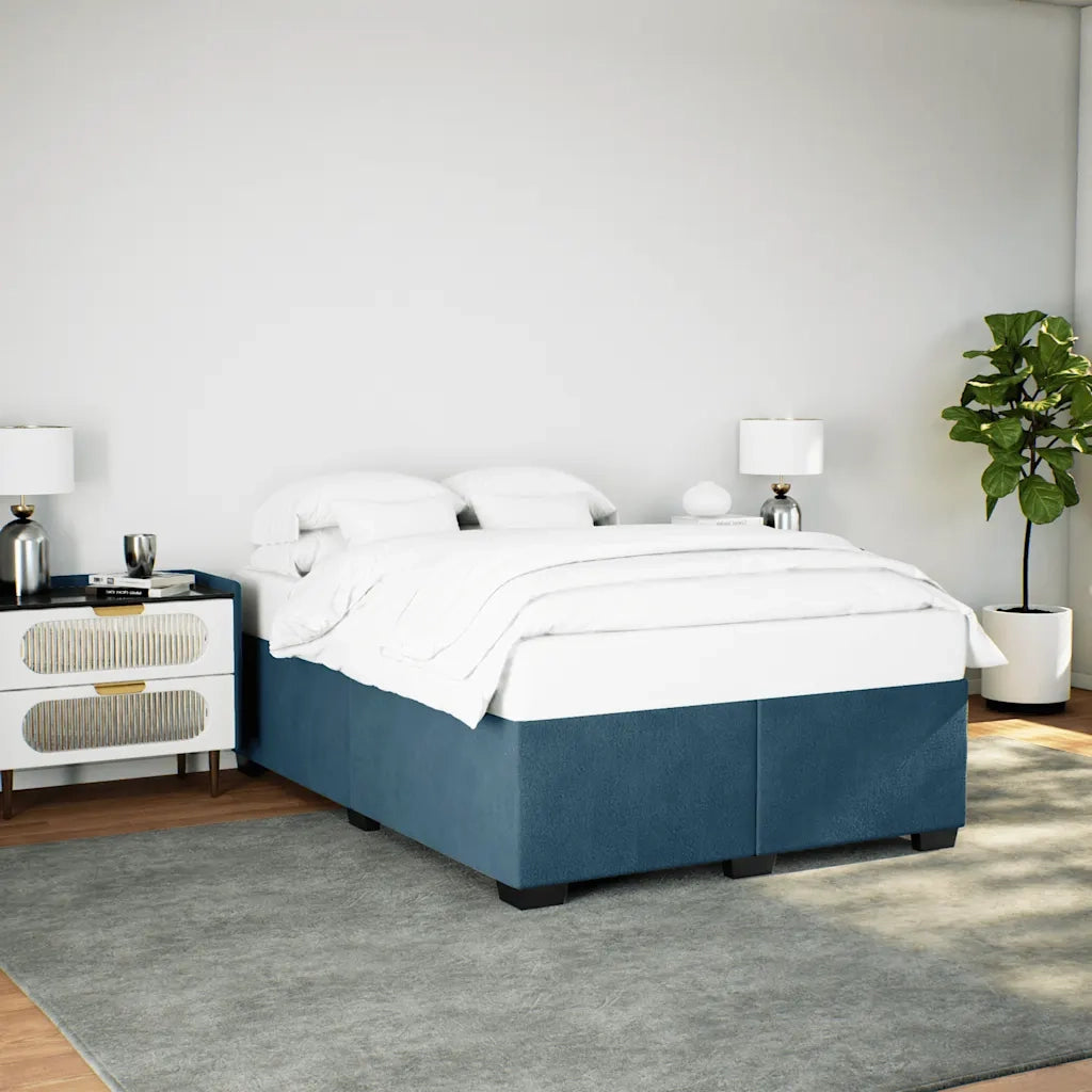 Letto matrimoniale | Letto per adulti | Giroletto Blu 160x200 cm in Velluto