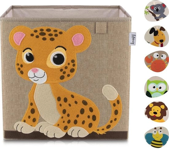 Scatola di archiviazione per bambini con motivo di tigre, cassa di giocattoli con motivo di animali, adatta per cassetti a cubi, scatola di archiviazione per la camera dei bambini, contenitore di archiviazione per bambini