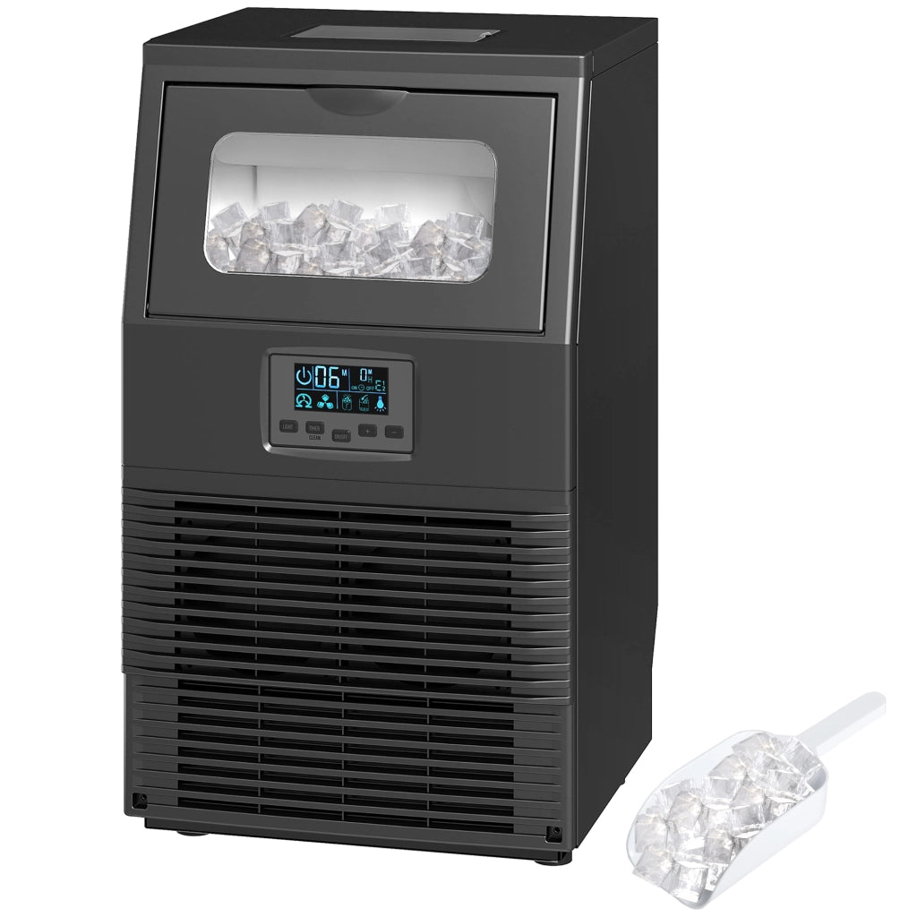Macchina per Ghiaccio Autonoma 30 kg/24H ¨C zephmum ¨C 4 kg Serbatoio, Timer, Acciaio, Nero