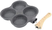 Padella per Uova 4 Fessure - Superficie Antiscivolo - Manico Isolante - Adatta per Induzione/Forno a Gas - Sicura e affidabile - Cucina Comoda - Padella per Frittate