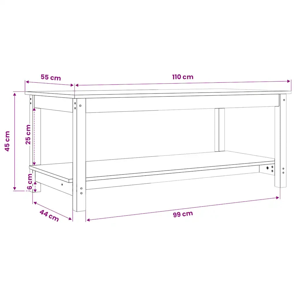 Tavolino da salotto | Tavolino da caff¨¨ | Tavolino da Soggiorno Bianco 110x55x45 cm Legno Massello di Pino