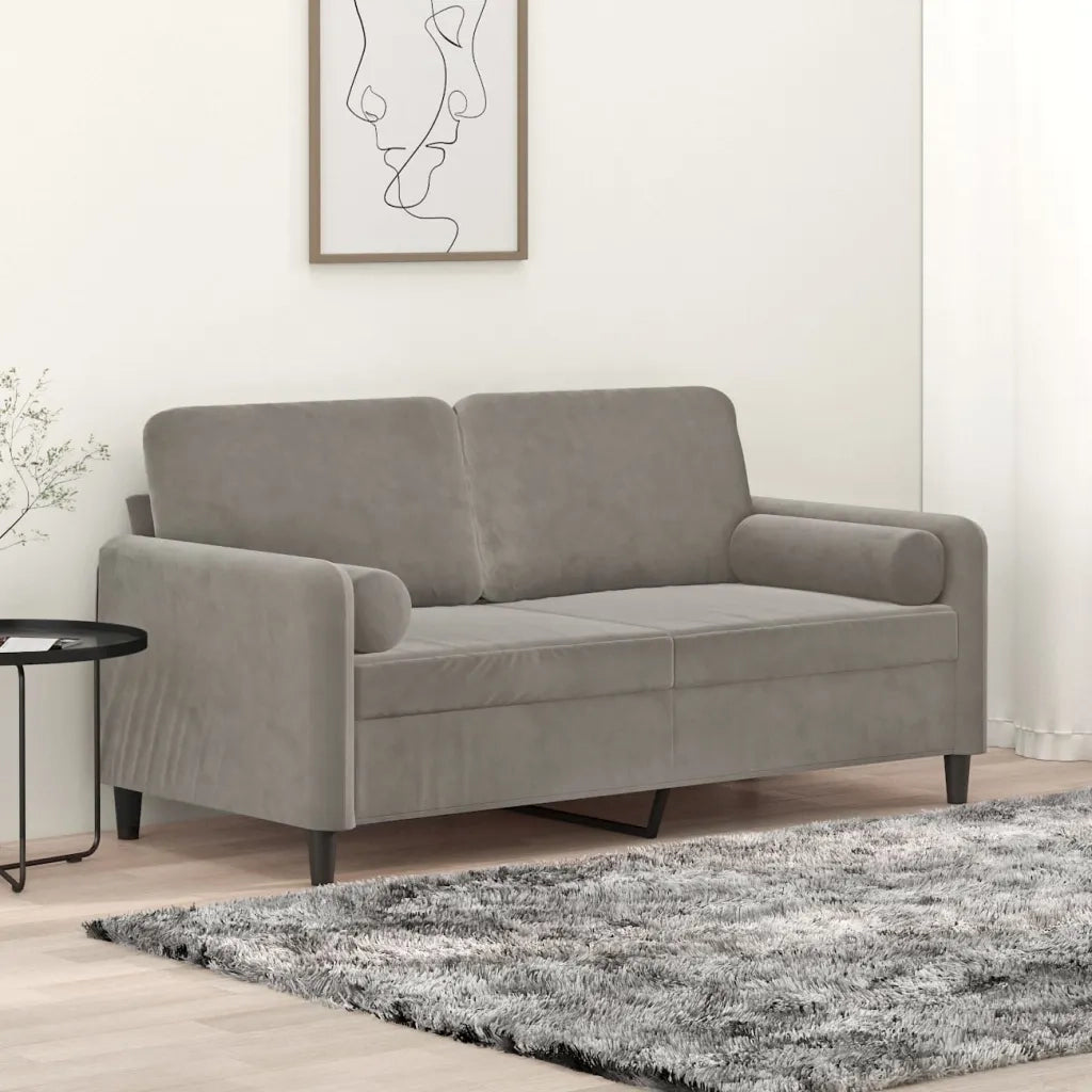 Divano a 2 Posti con Cuscini Grigio Chiaro 140 cm in Velluto cod mxl 18571