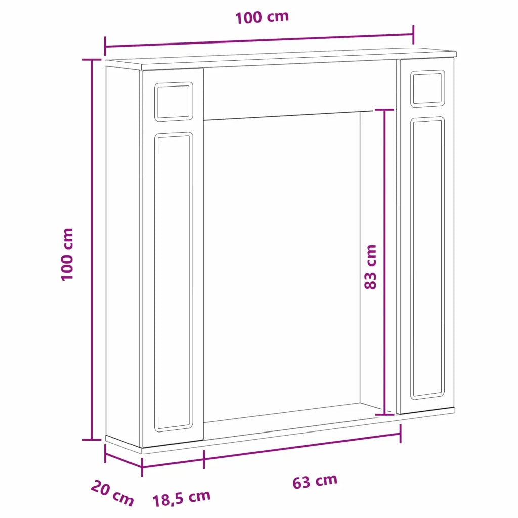 Cornice per camino Rovere Sonoma 100 x 20 x 100 cm 8006617