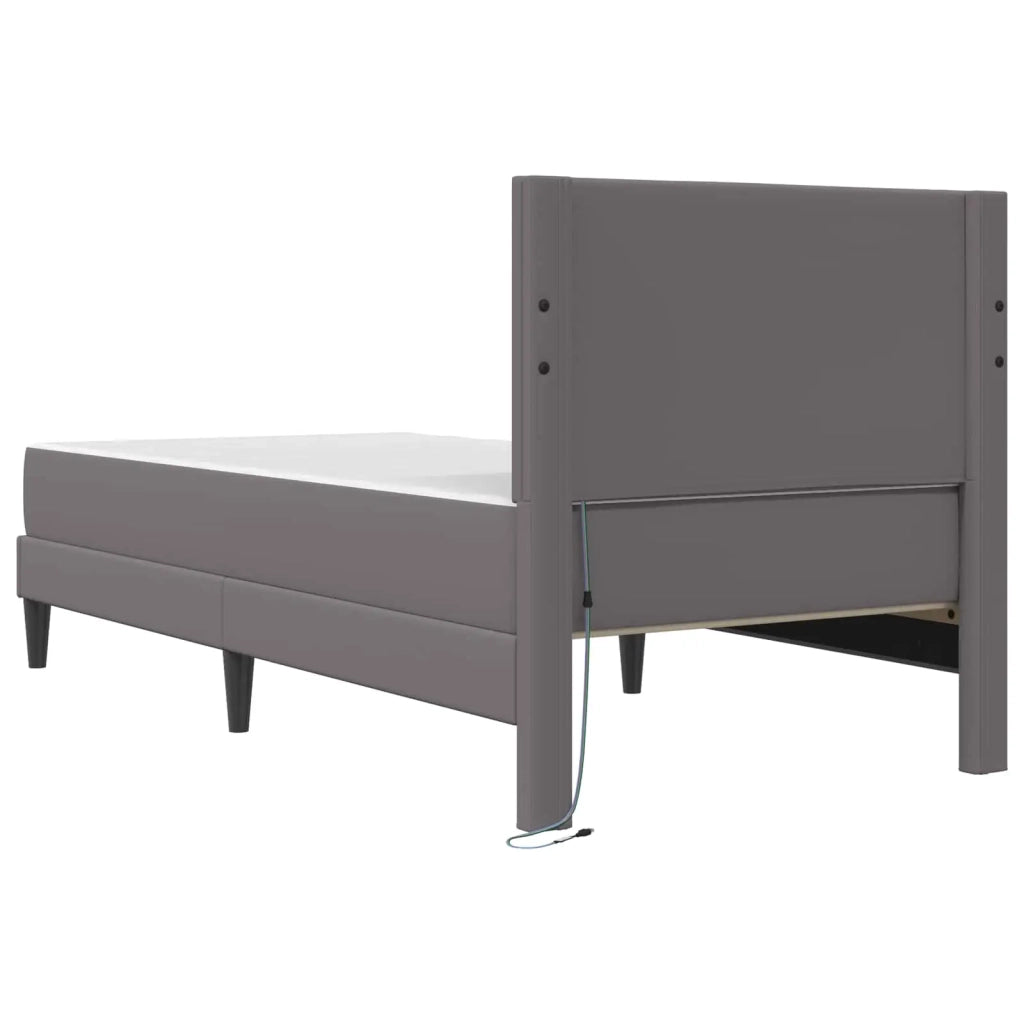 Struttura del letto con testiera-Giroletto Grigio 90 x 190 cm Similpelle 587920