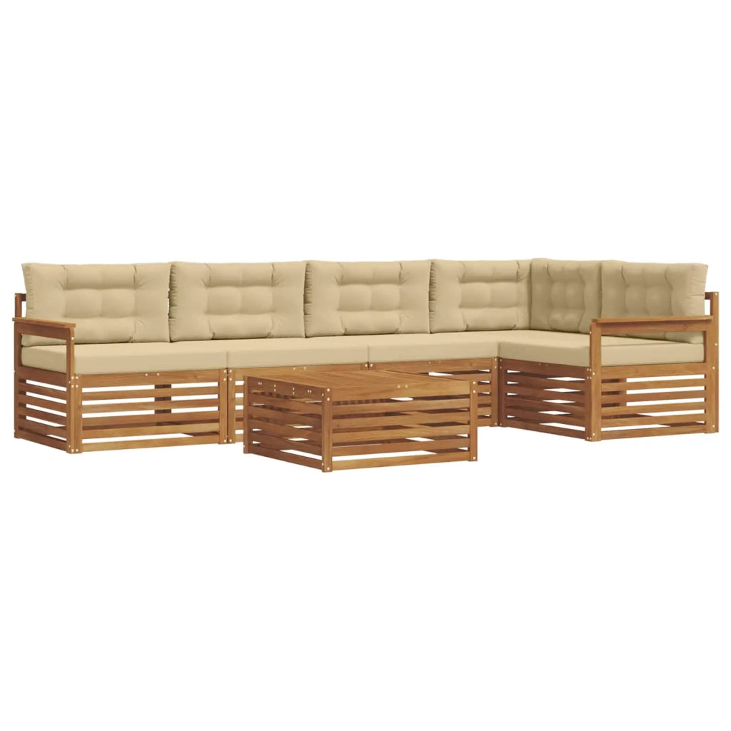 Set di divani da esterno con cuscino 6 pcs Naturale e Beige 3373488