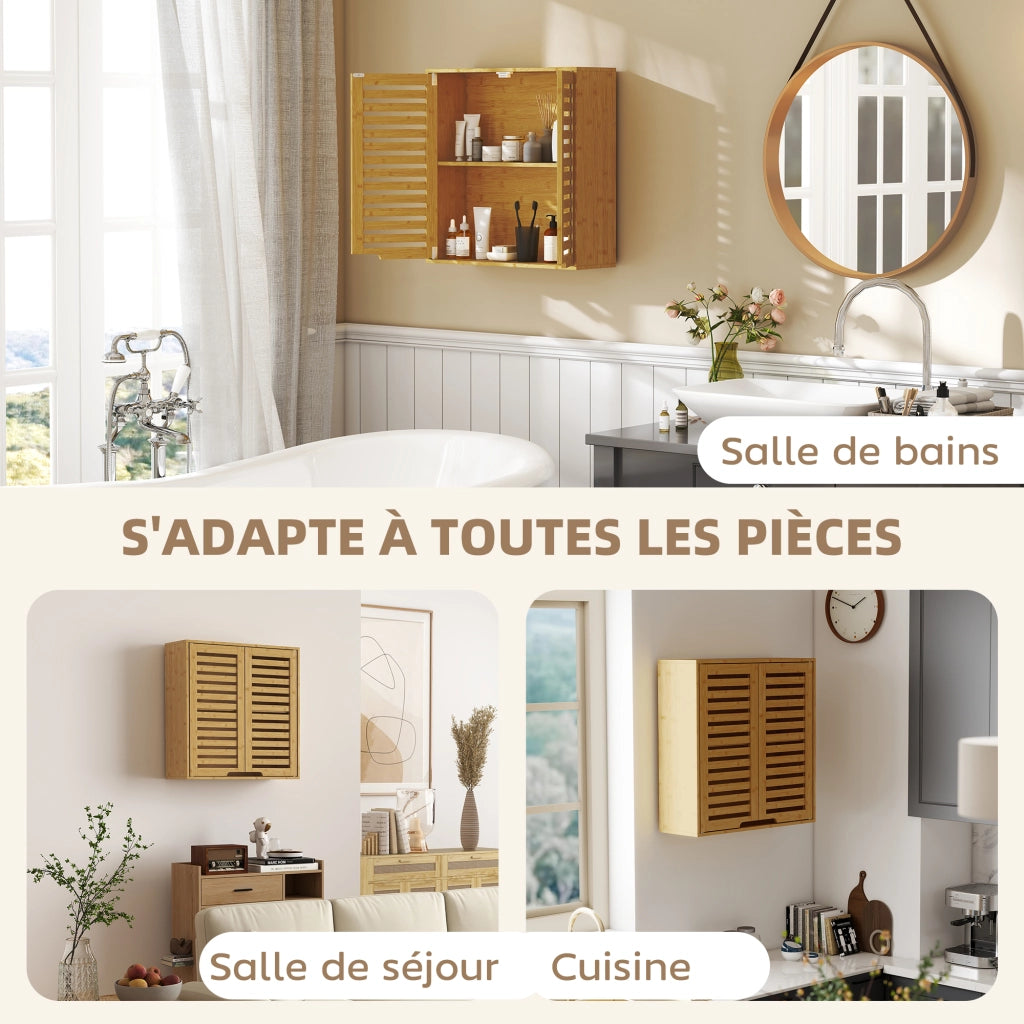 Mobile da bagno sospeso ¨C zephmum ¨C bamb¨´ 60x20x60 cm