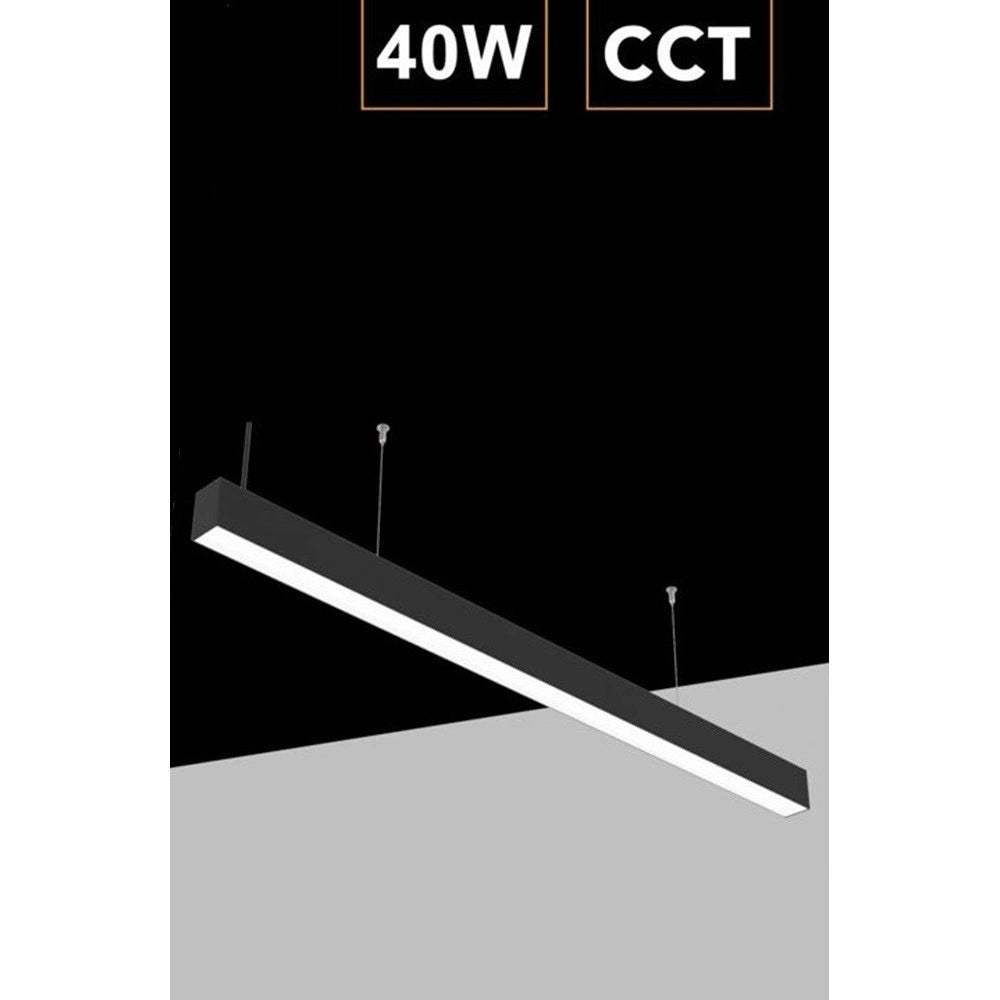 Trade Shop - Lampadario Led Lineare A Sospensione Soffitto 40w Modulare Tecnologia Cct Ll57-120c-3c - Nero