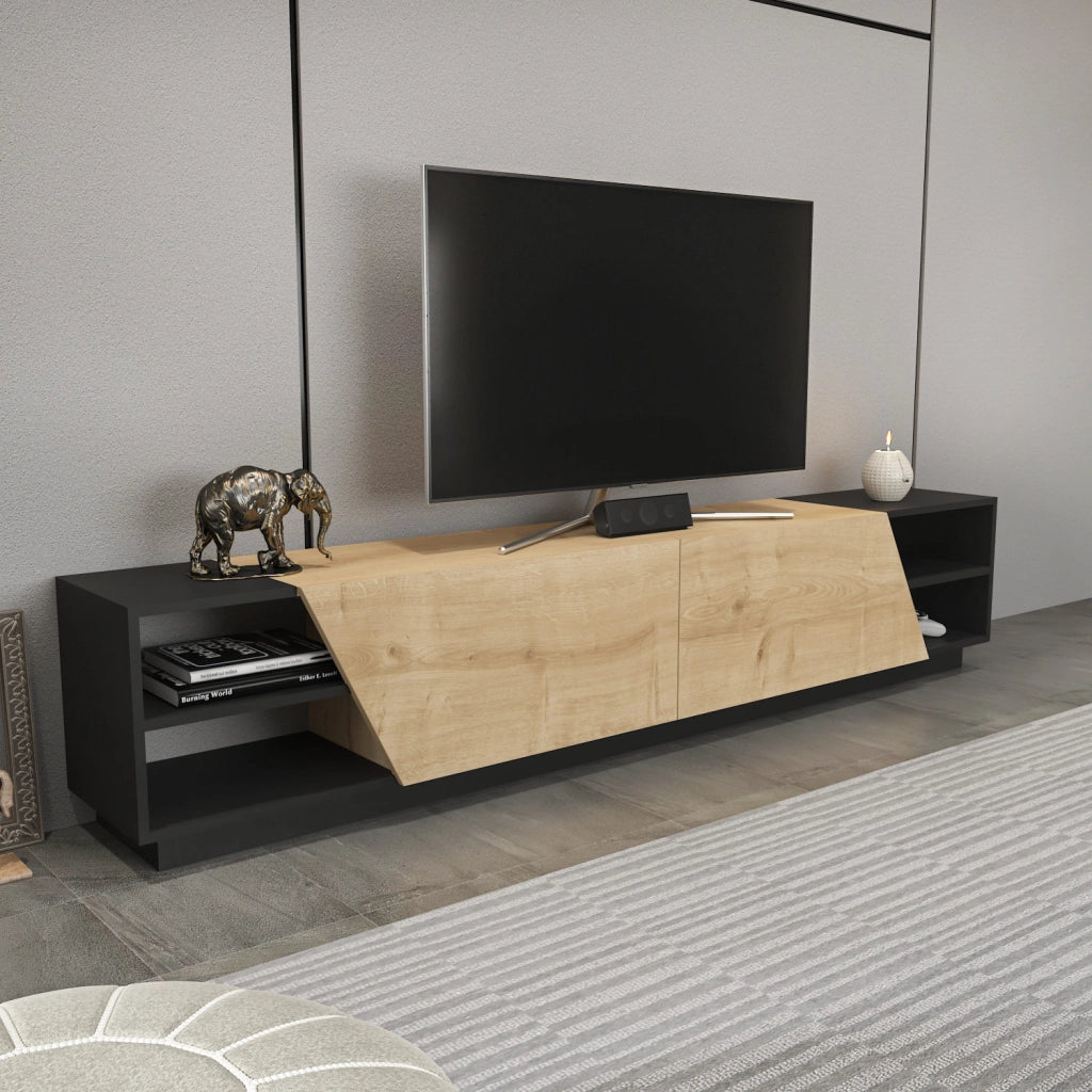 Porta TV in legno "Rhodes" - 240 x 37 x 47 cm - Beige