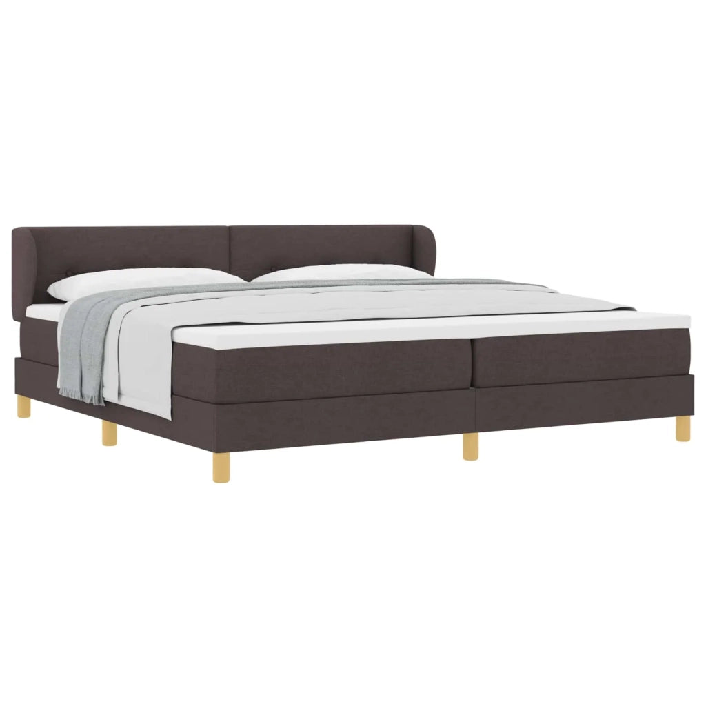 Letto a molle con testiera Marrone Scuro 200 x 200 cm Tessuto 3340237