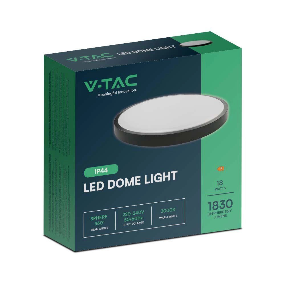 Plafoniera LED V-TAC 18W 25cm Nera IP44 3000K 1830lm
