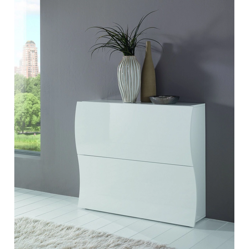 Scarpiera Onda 2 Ante a Ribalta 101x81,4x26,6 cm – Bianco Lucido