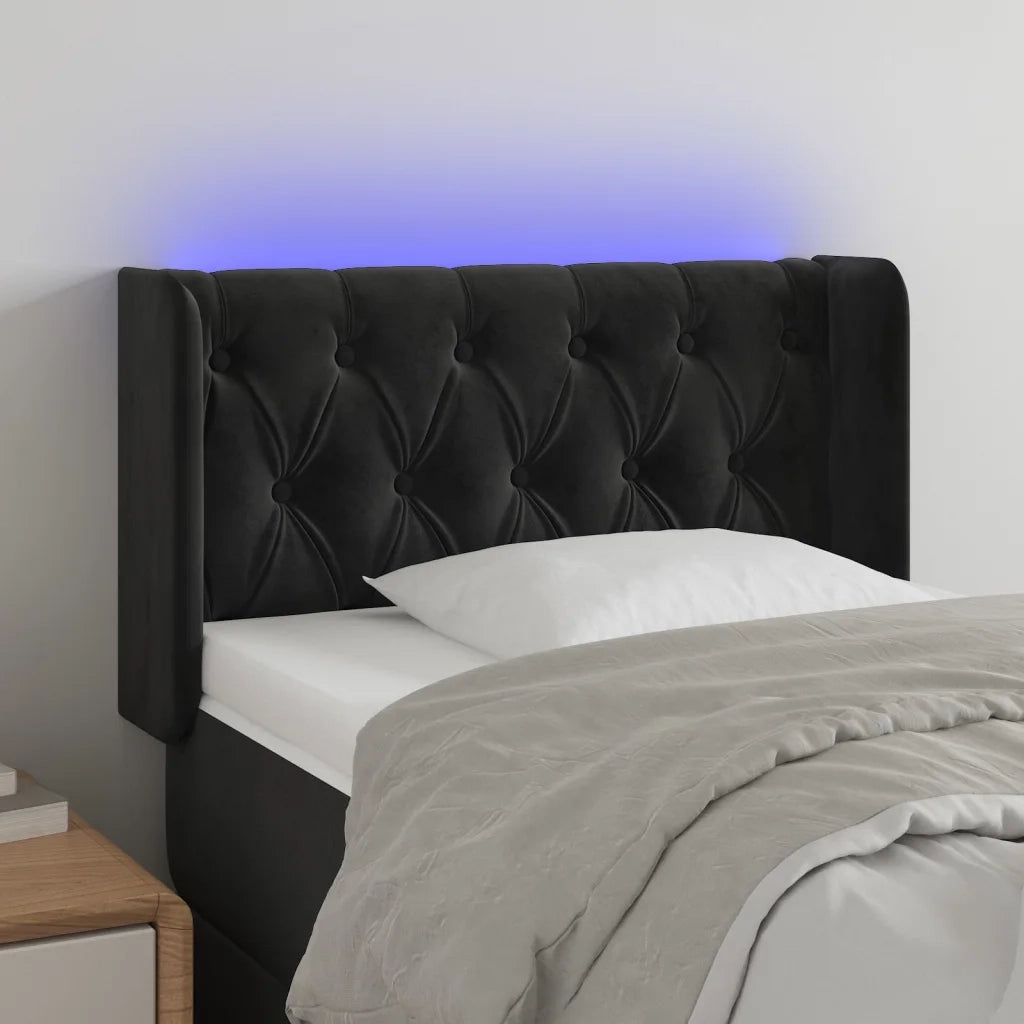 Testiera | Testata a LED Nera 83x16x78/88 cm in Velluto