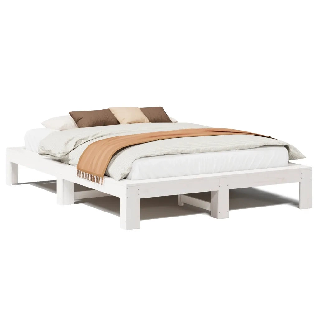 Letto senza Materasso Bianco 140x190 cm Legno Massello di Pino 3308745
