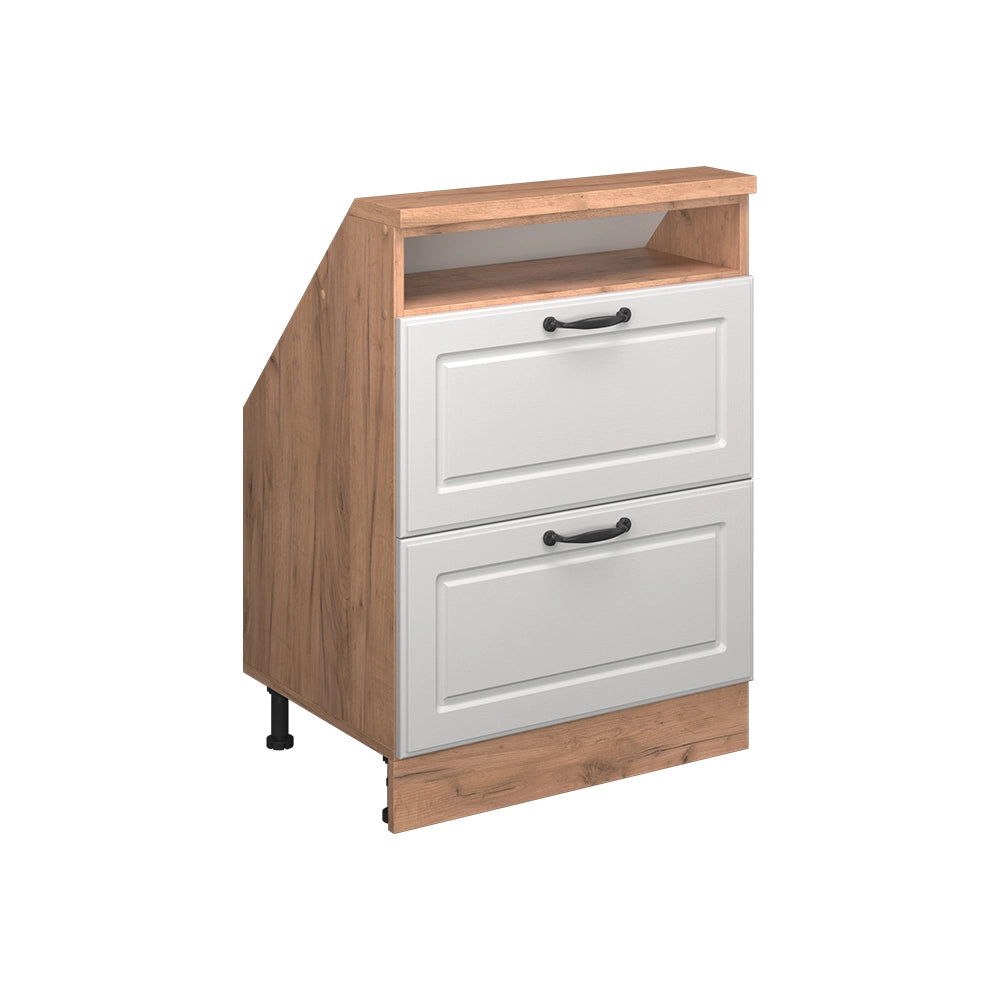 Mobile sottotetto Rion Bianco rustico/Rovere dorato con 2 cassetti Vicco