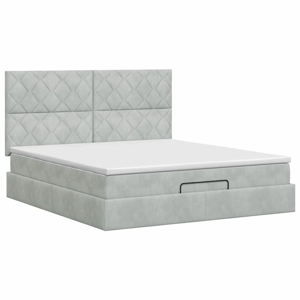 Letto ottomano con materasso Grigio Chiaro 160 x 200 cm Velluto 3457803