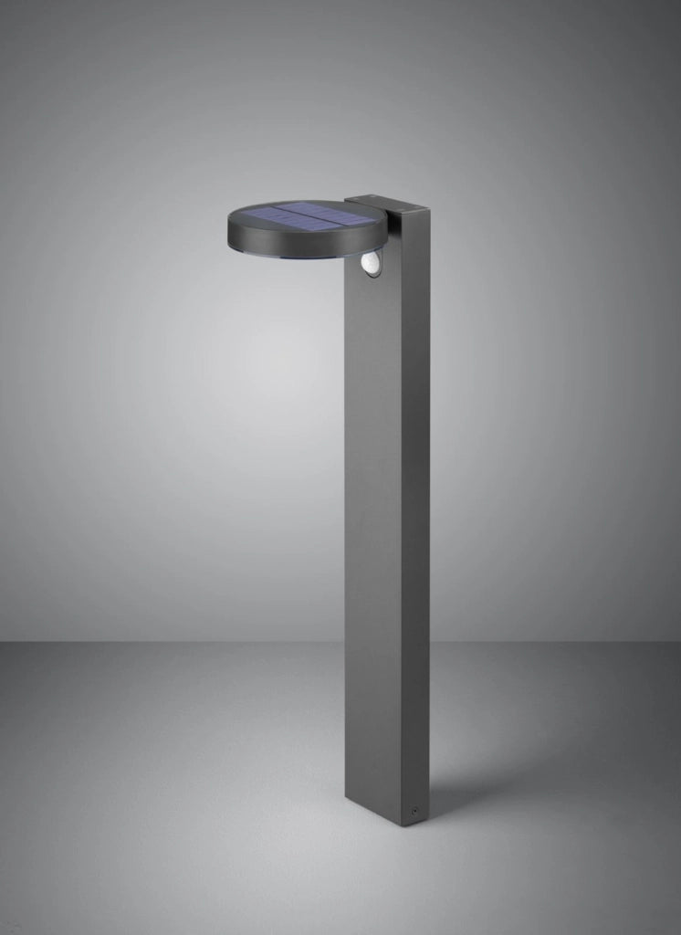 POSADAS PALO LED 4,5W  290lm, 3000K DA ESTERNO SOLARE RICARICABILE ANTRACITE CON SENSORE DI MOVIMENTO IP44 H.60CM