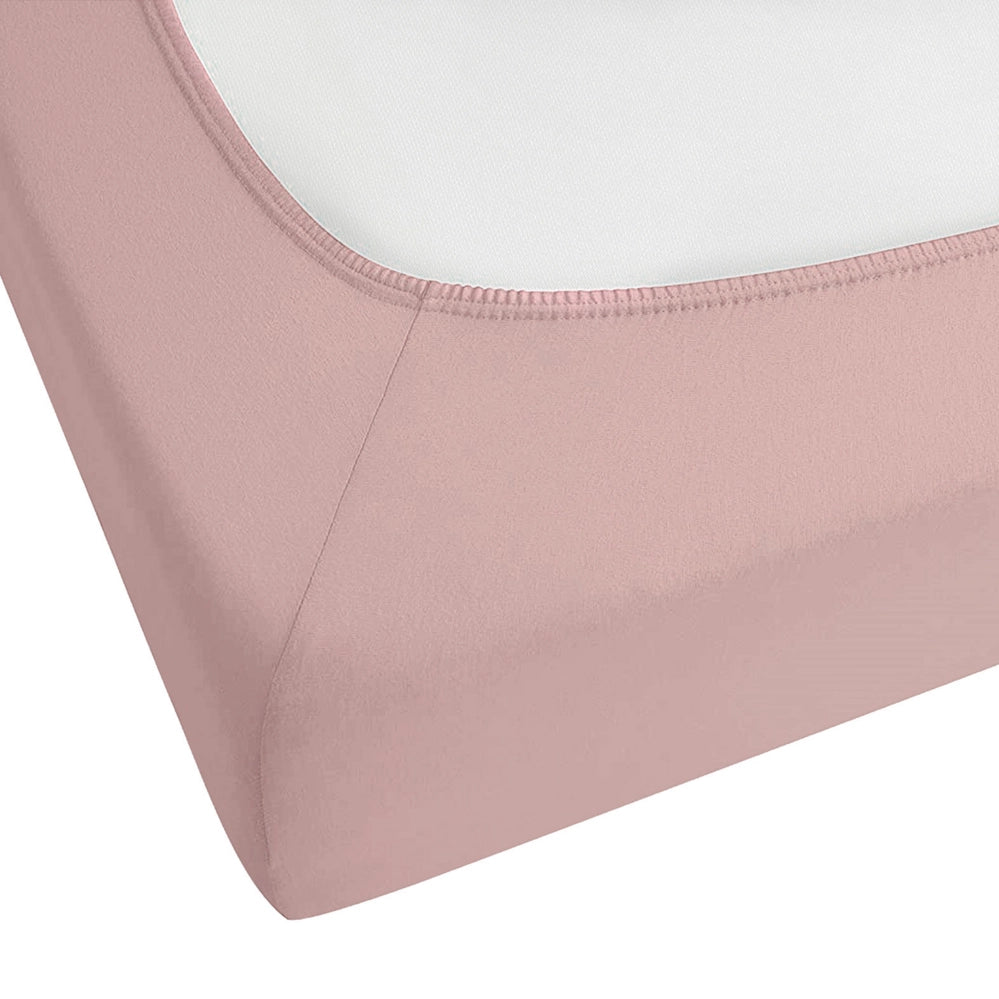 Lenzuolo con angoli cotone rosa 140 x 200 cm coprimaterasso elasticizzato modello classico a tinta unita camera da letto classica