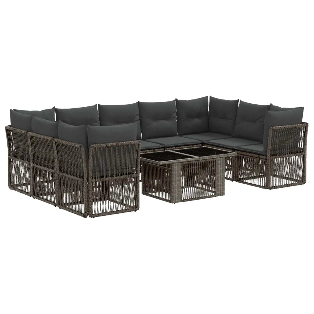 Set Divano da Giardino 10 pz Grigio polyrattan 3436523
