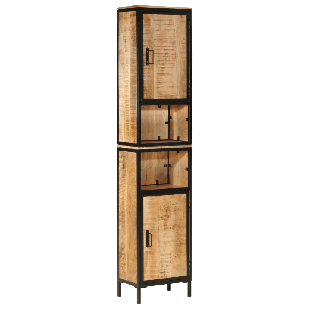Set Mobili da Bagno 3 pz in Ferro e Legno Massello di Mango 3217115
