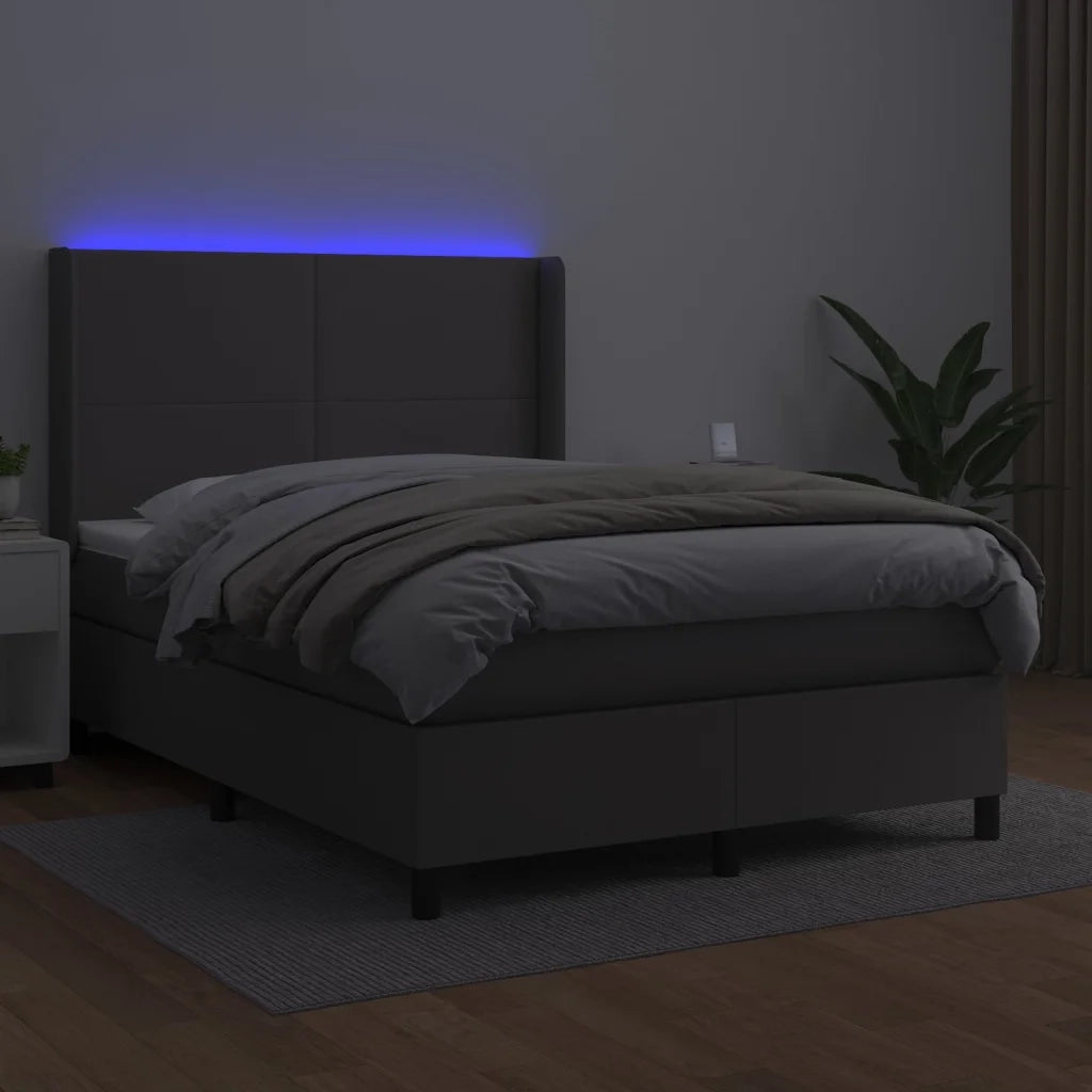 Giroletto Molle con Materasso e LED Grigio 140x200cm Similpelle 3139269