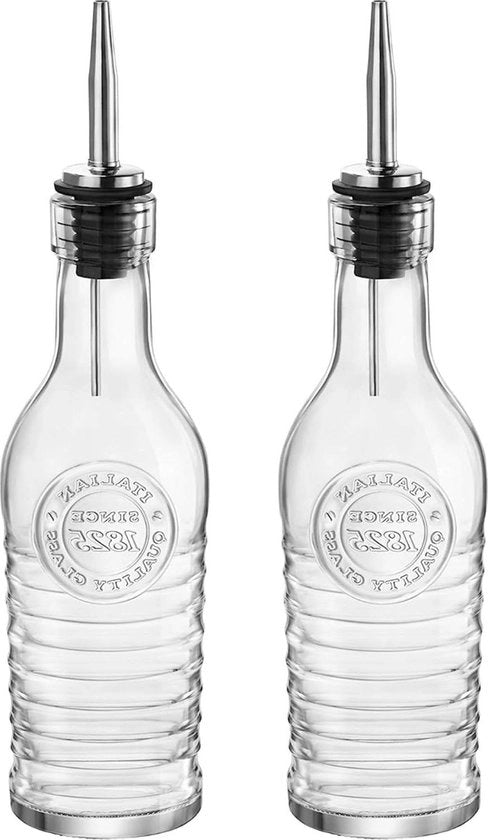 Set di flaconi per oli e aceti - 2 pezzi - 268 cl - bocchetta in acciaio inossidabile