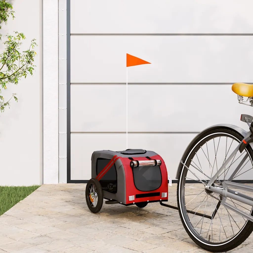 Rimorchio da Bici per Animali Rosso e Grigio Oxford e Ferro CFW2140401