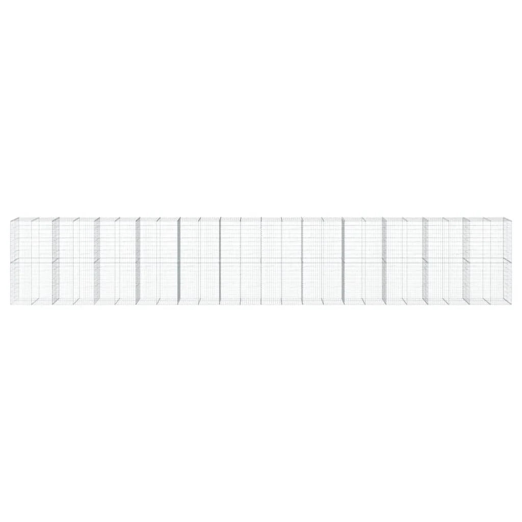 Gabbione recinto a gabbia muro di contenimento con coperchio 1200 x 100 x 200 cm ferro zincato argento 02_0040132