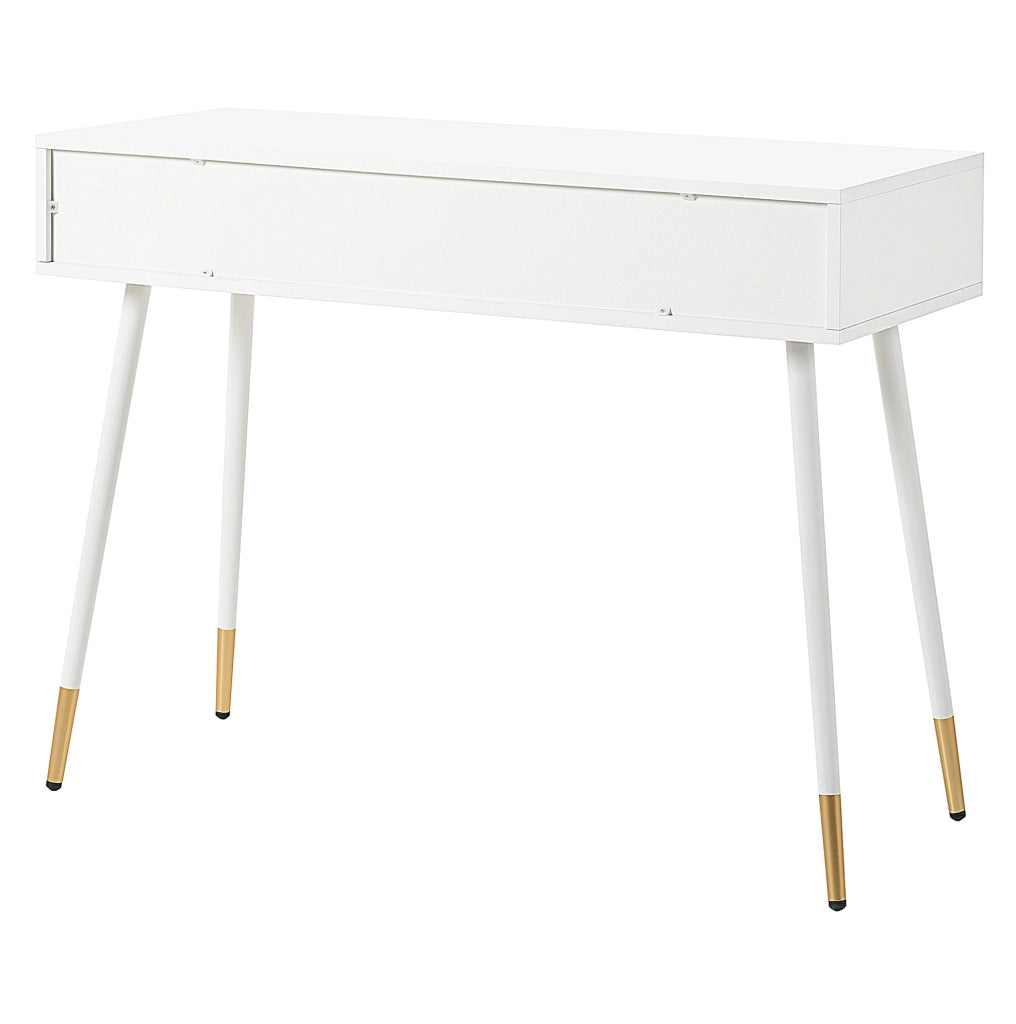 Tavolo da trucco e scrivania con 2 cassetti; 100x40x76 cm; MDF bianco