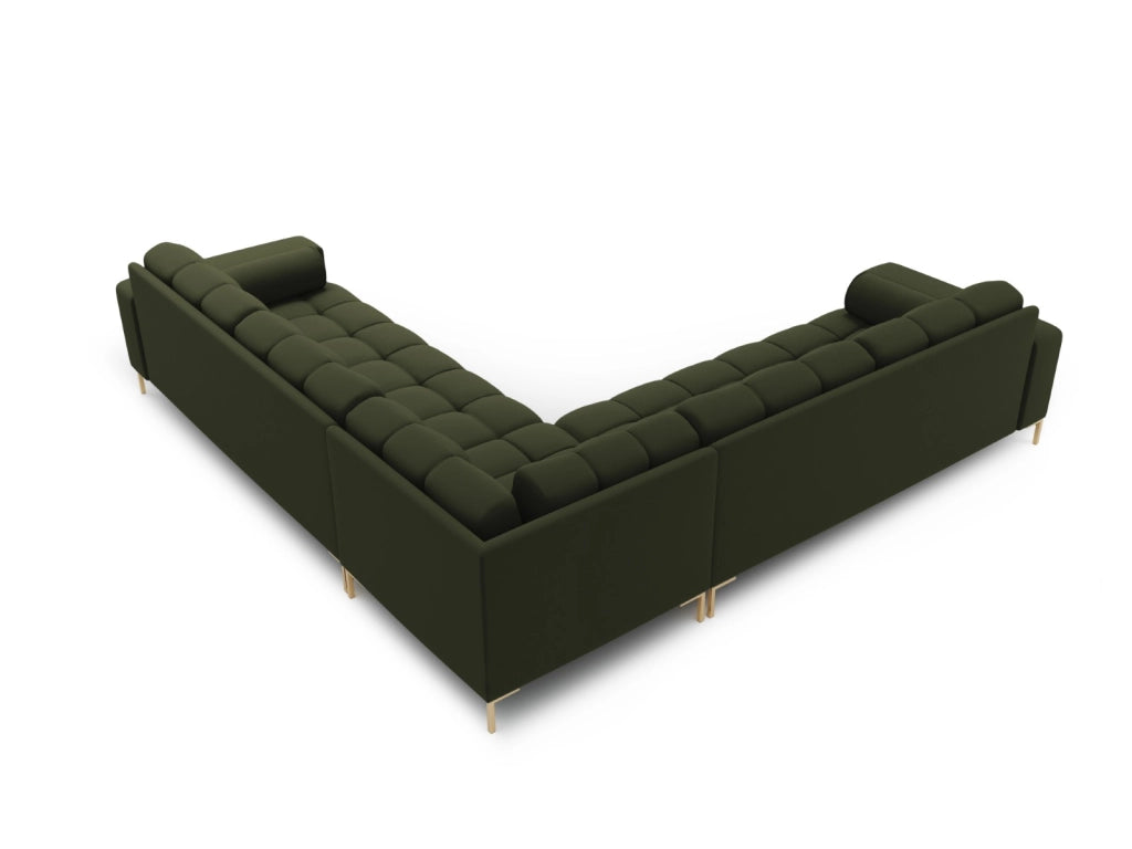 Cosmopolitan Design - Divano angolare reversibile "Bali" 6 posti in tessuto strutturato verde 
