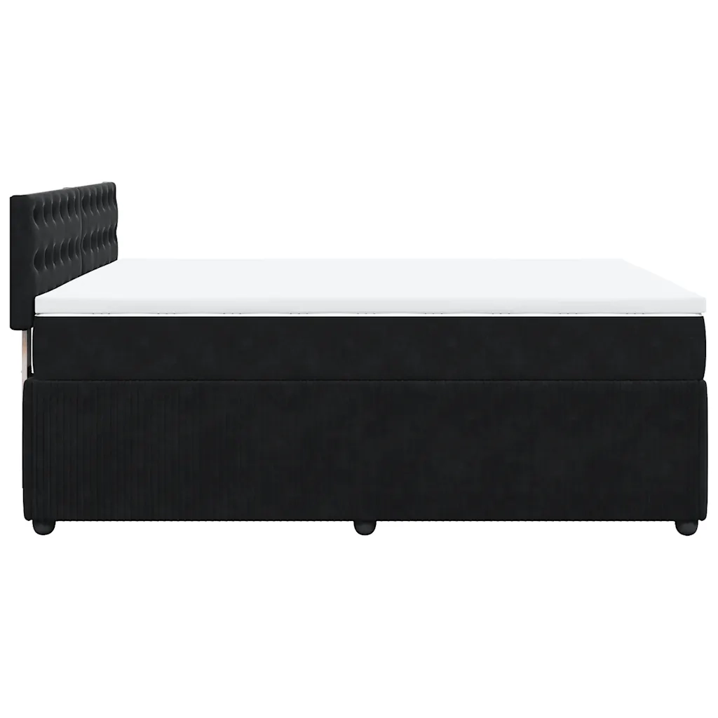 Giroletto a Molle con Materasso Nero 140x190 cm in Velluto 3290048