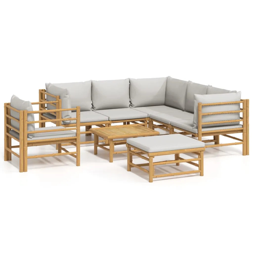 Set Salotto da Giardino 8pz con Cuscini Grigio Chiaro BambÃ¹