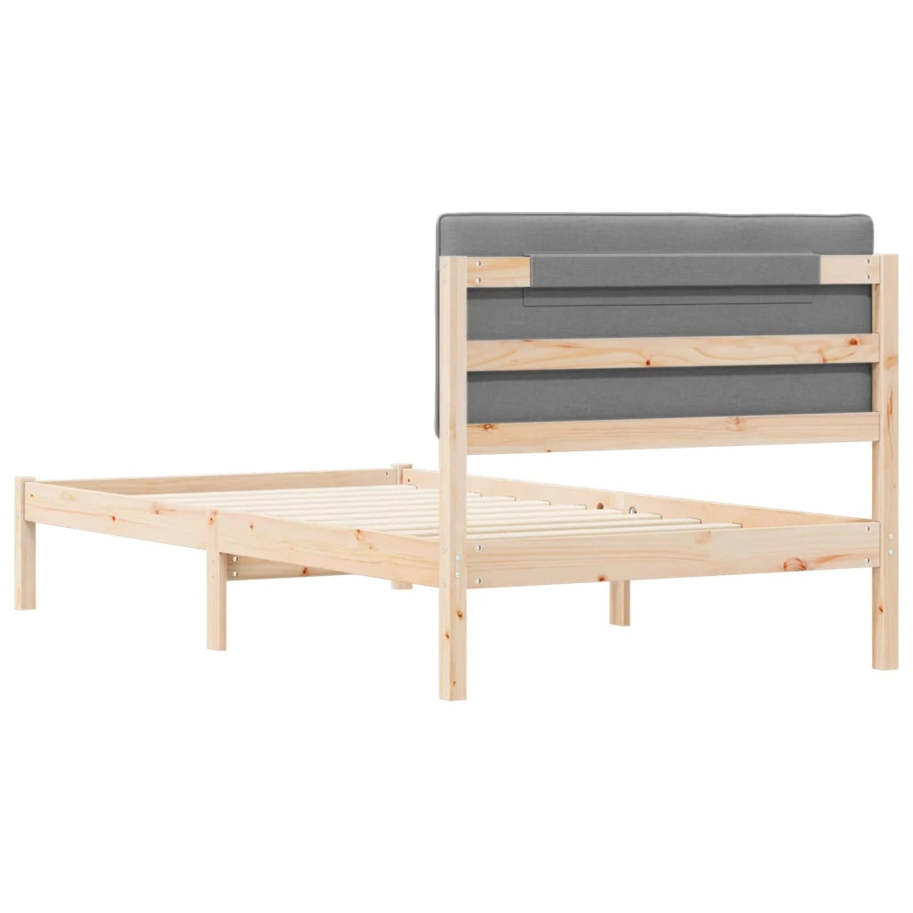 Letto con Testiera Rivestita Grigio chiaro 100 x 200 cm