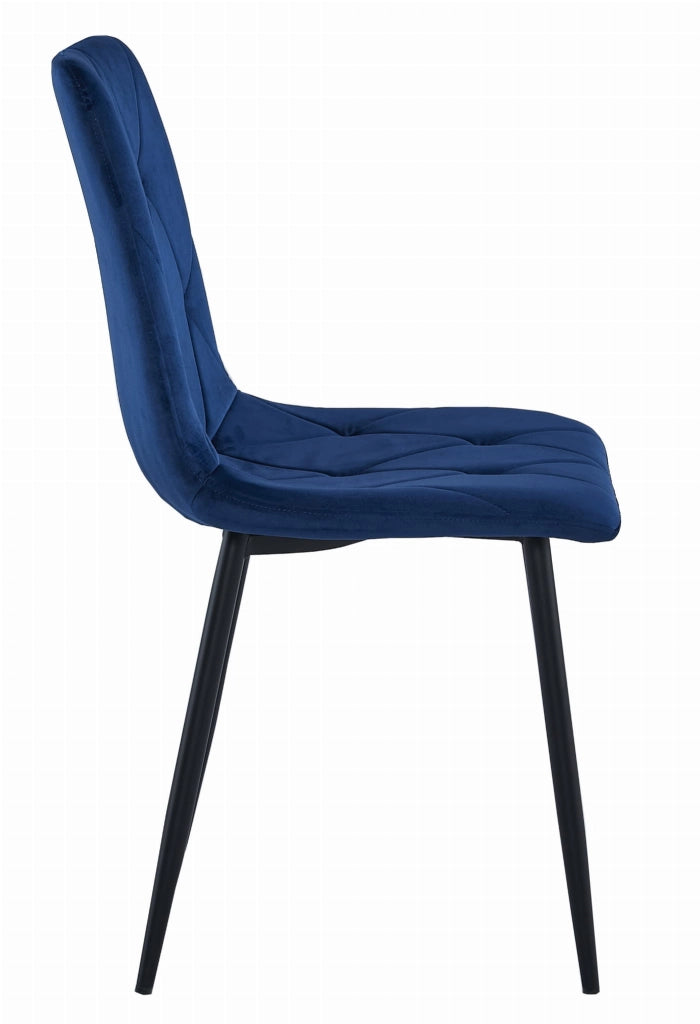 Set di 2 sedie Valora Tyra in velluto blu navy con gambe nere