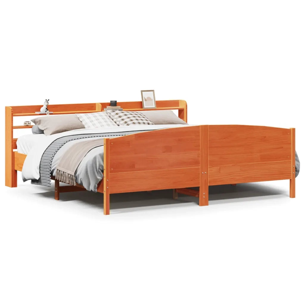 Letto senza Materasso Marrone Cera 200x200 cm in Legno di Pino 3306956