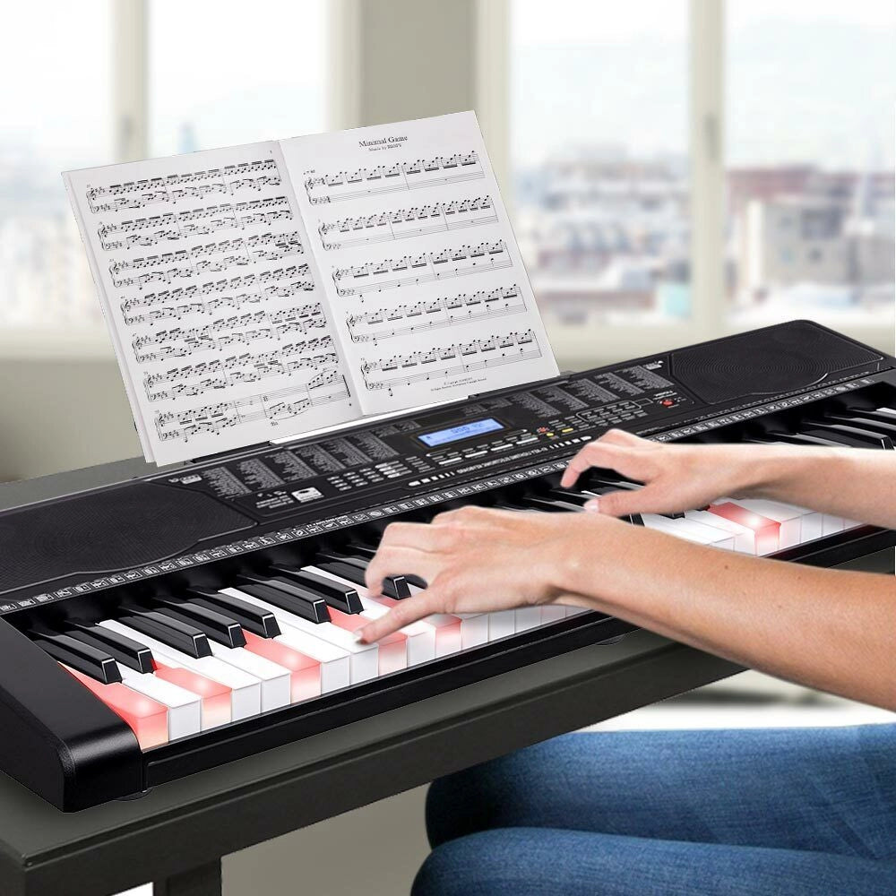 Tastiera Musicale Pianola Elettronica 61 Tasti Luminosi Pianoforte Attacco Aux