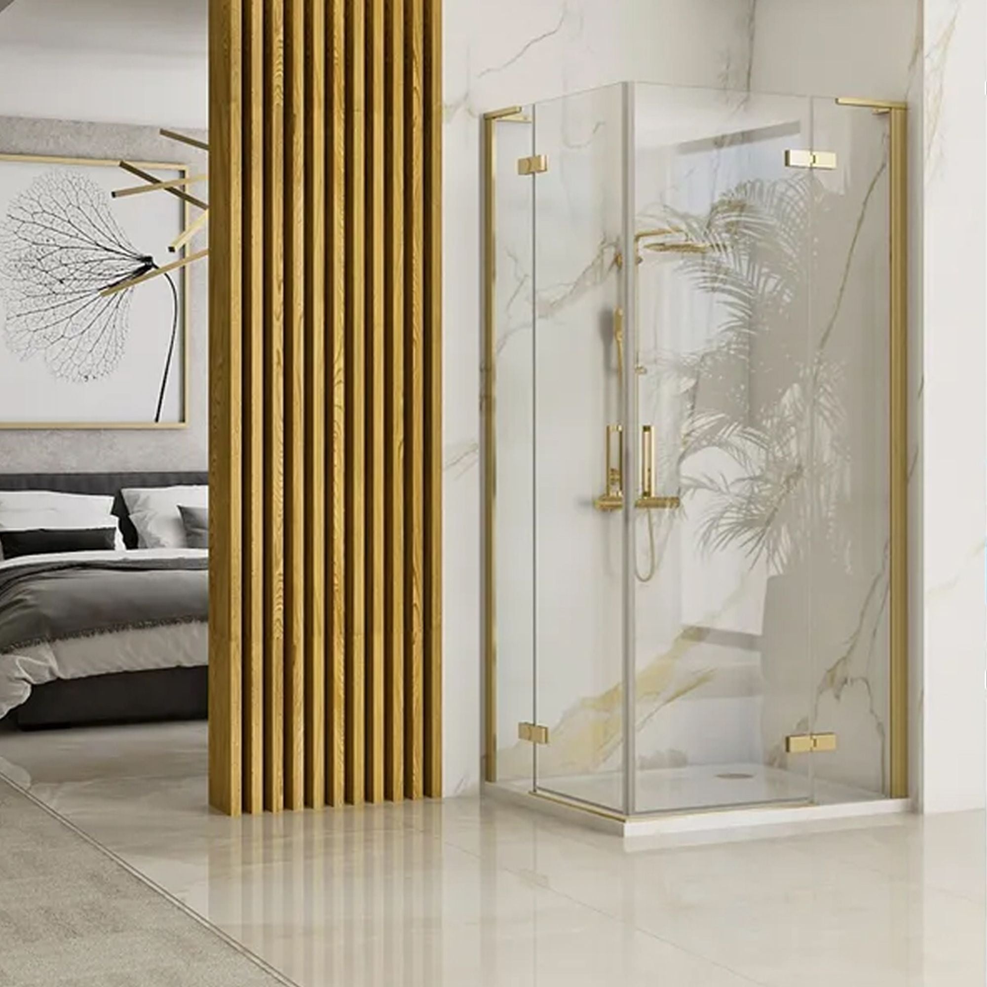 Cabina Doccia Rea Hugo 100x100 Gold Brush