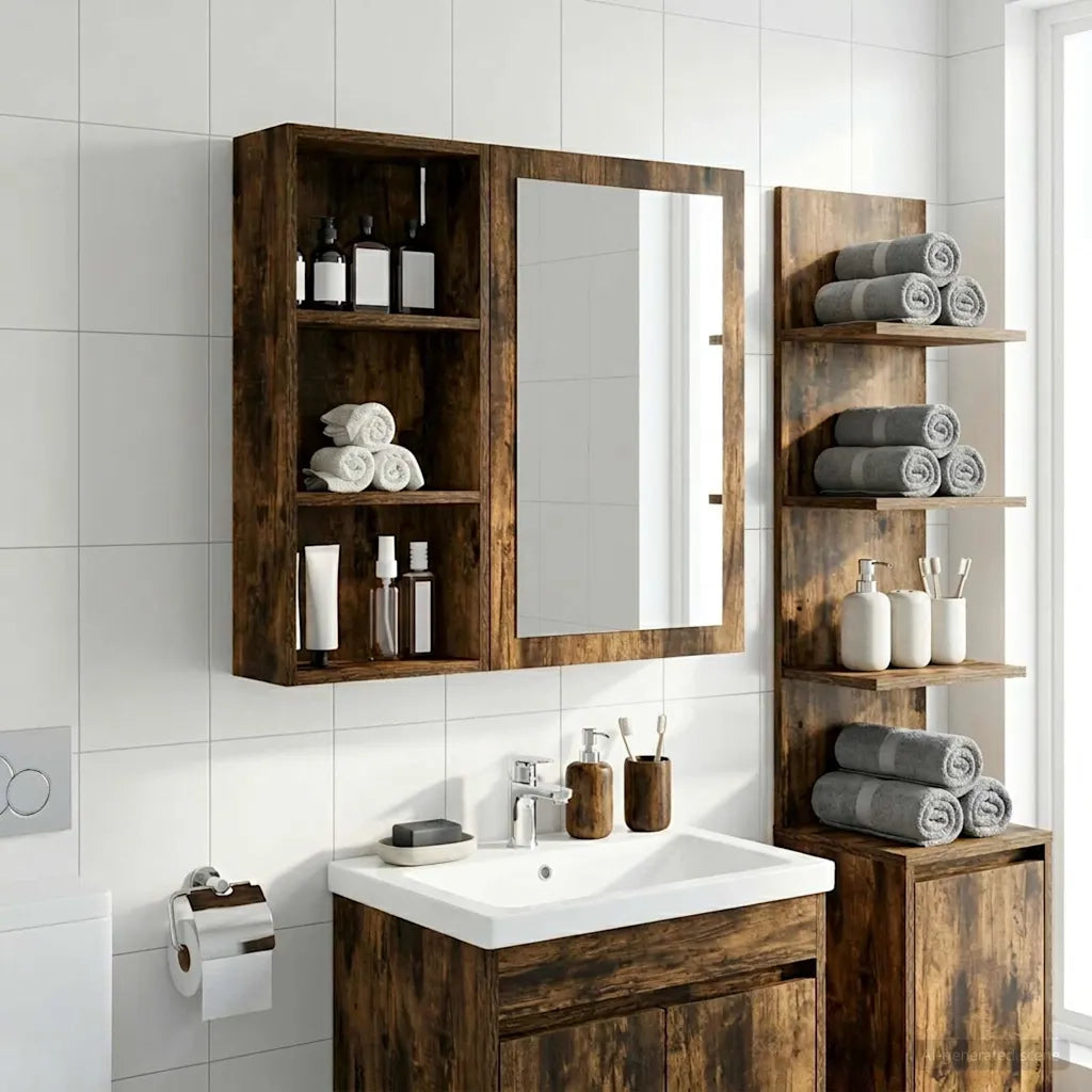 Armadio da bagno a muro Quercia Affumicata 30 x 14 x 70 cm 889331