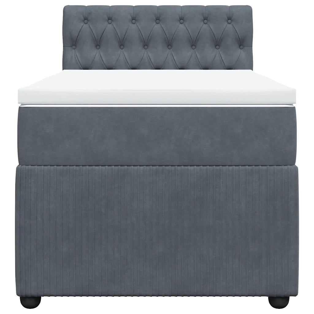 Giroletto a Molle con Materasso Grigio Scuro 90x200 cm Velluto