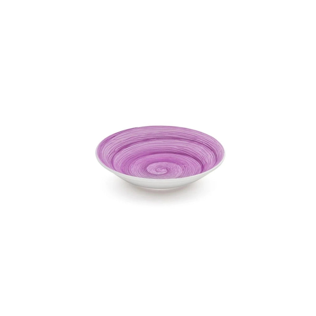 Piatto fondo mauve memento table in ceramica dipinta a mano Ø 23,5 cm