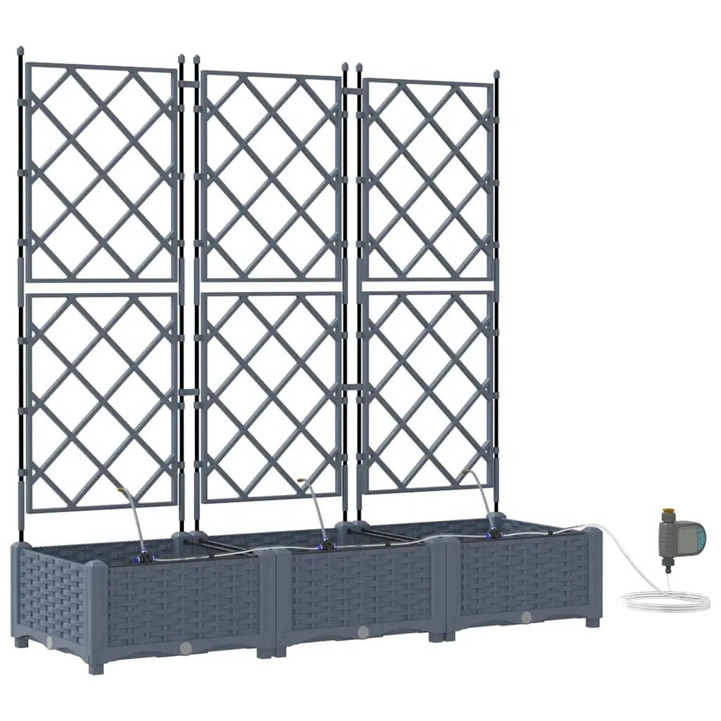 Vaso da giardino 3 pcs Grigio Chiaro Plastica 42002898