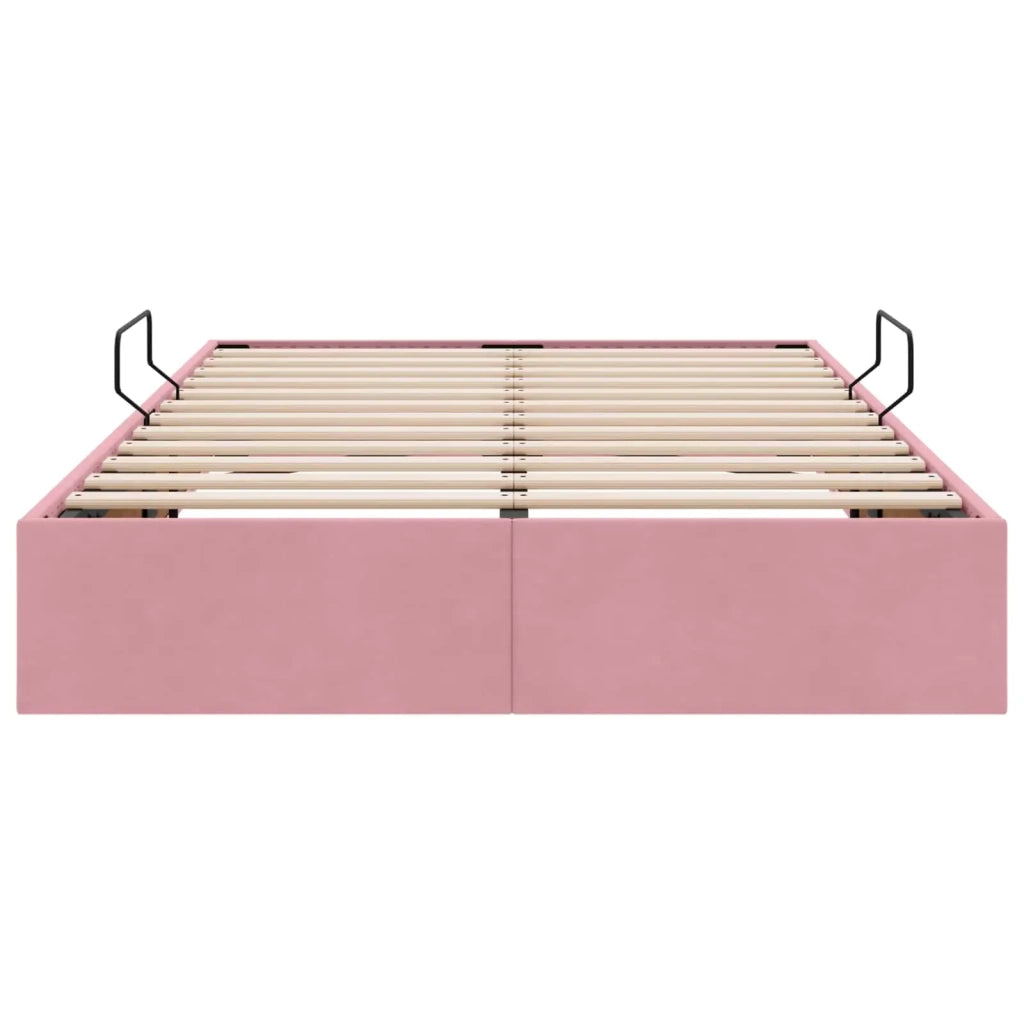 Letto ottomano con archiviazione Rosa 120 x 200 cm Velluto