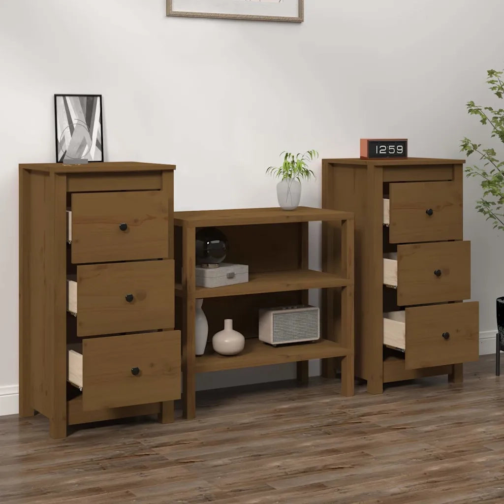 Credenze 2 pz | Madia | Buffet da pranzo | Armadio da pranzo Ambrate 40x35x80 cm in Legno Massello di Pino