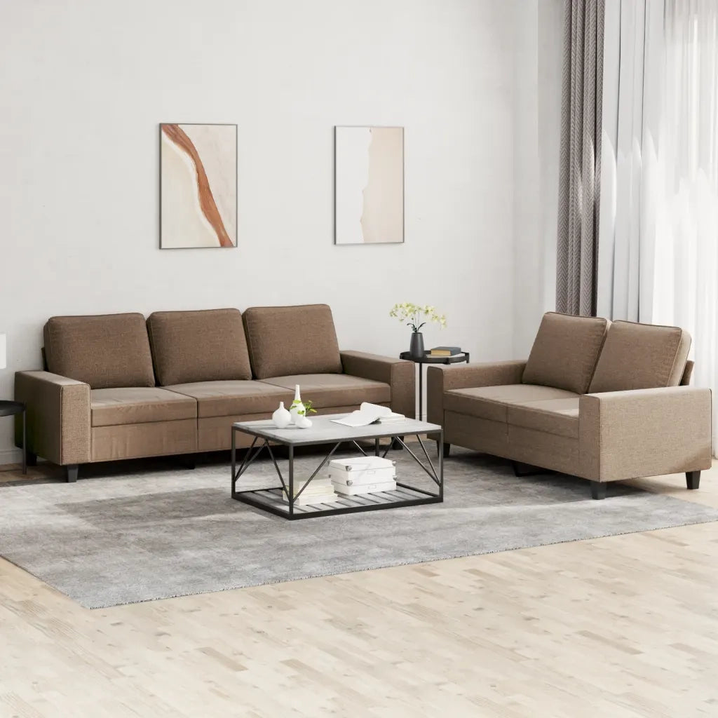 Set di Divani 2 pz Marrone in Tessuto 3201901